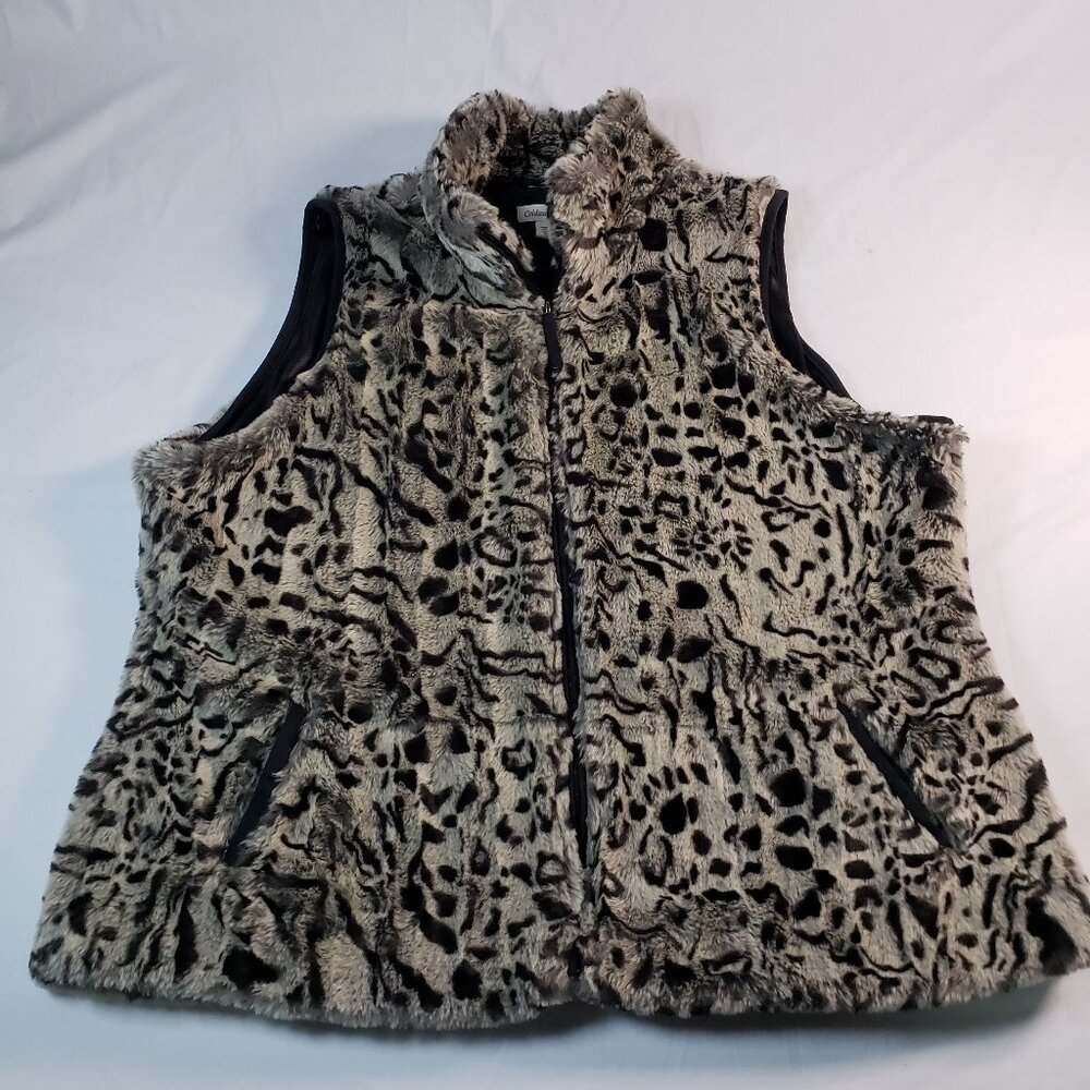 Coldwater creek faux fur animal print vest XL